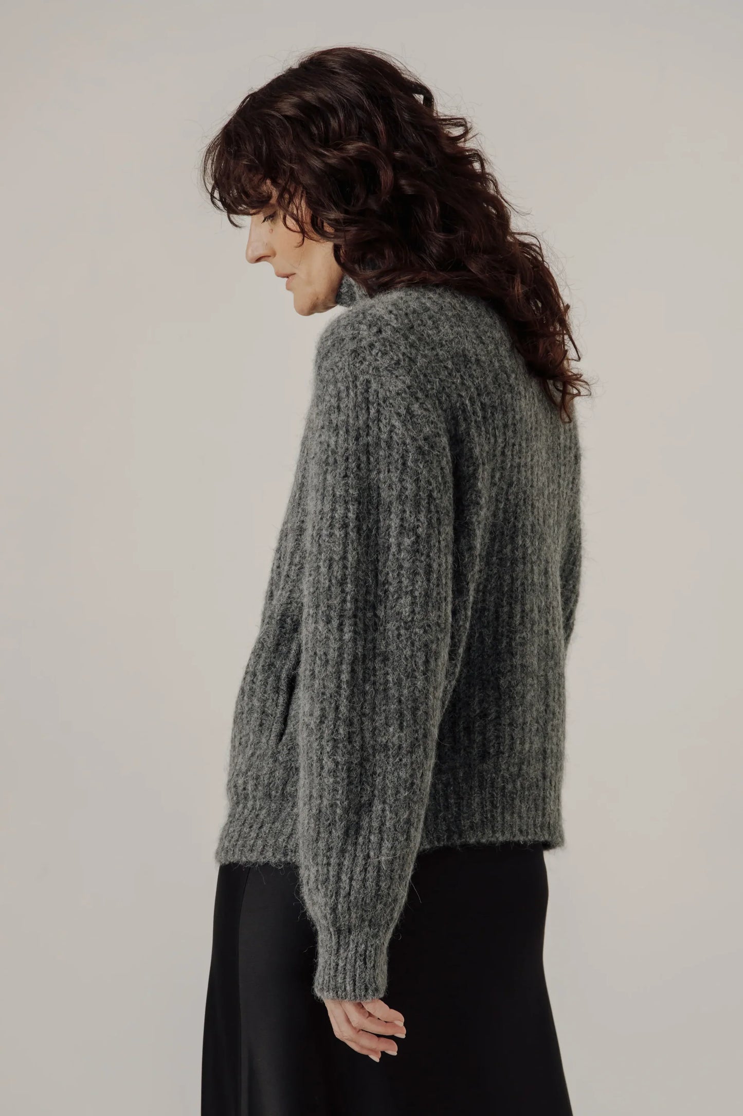 BARE Alpaca Rib Zip Jacket
