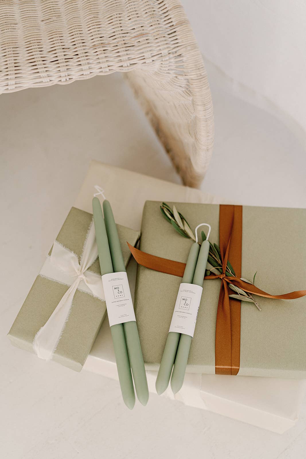 Mo&Co 10" Beeswax Taper Candles in Eucalyptus