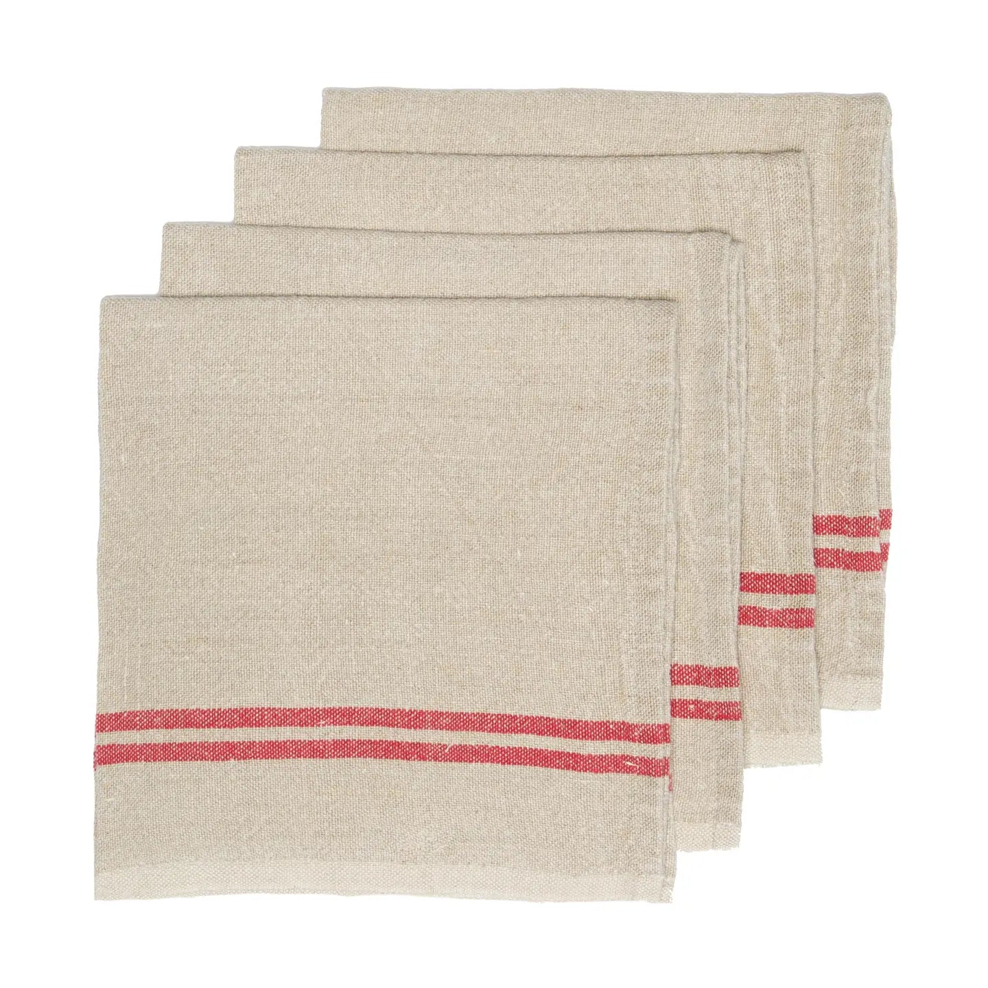 Caravan Vintage Red Stripe Linen Napkins - Set of 4