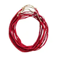 Red "White Heart Glass Bead" Necklace - set of 3