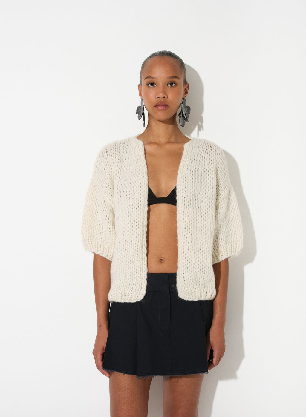 Maiami Short Sleeve Alpaca Bomber Cardigan