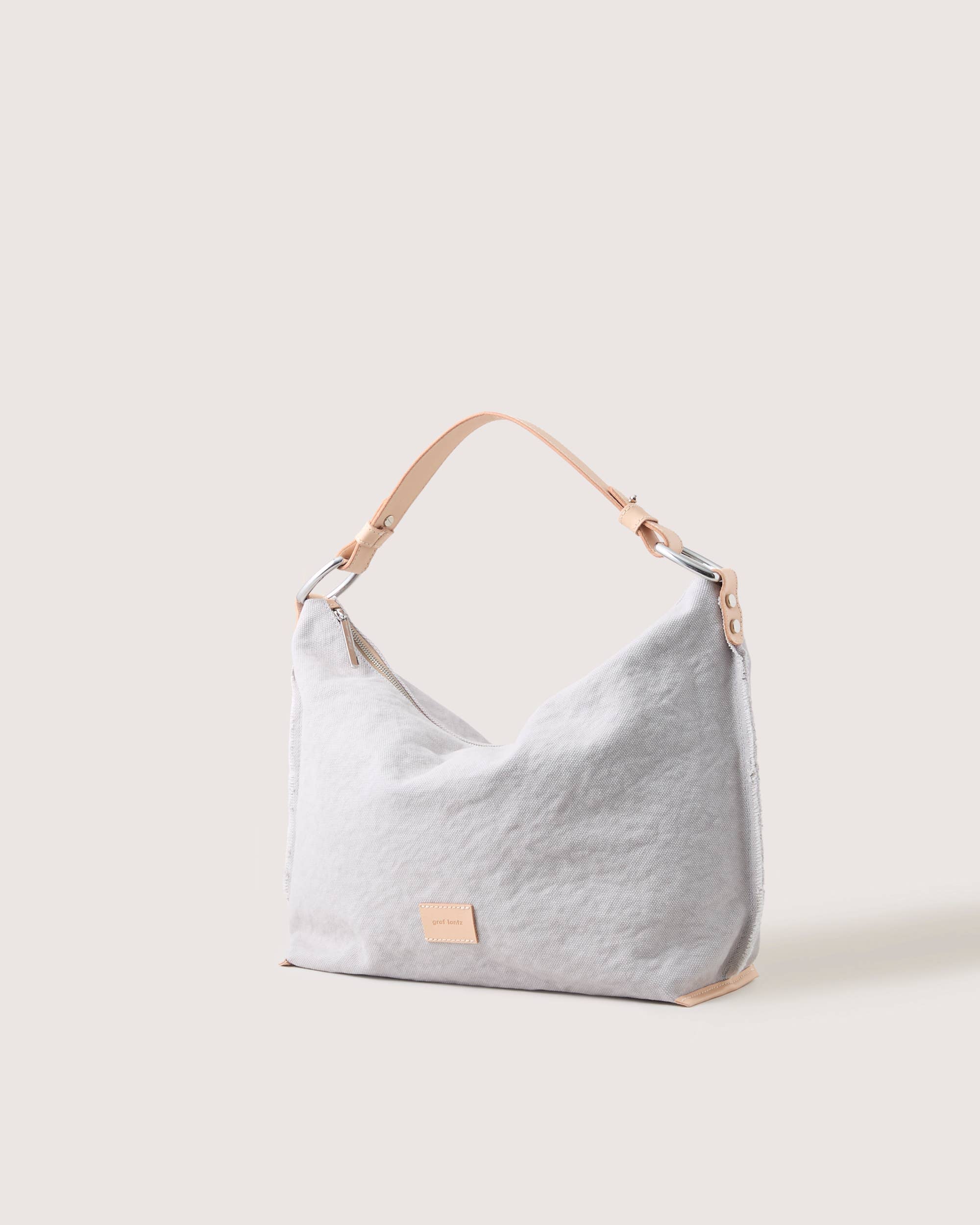 Graf Lantz Hana Canvas Hobo Bag - Stone Vachetta