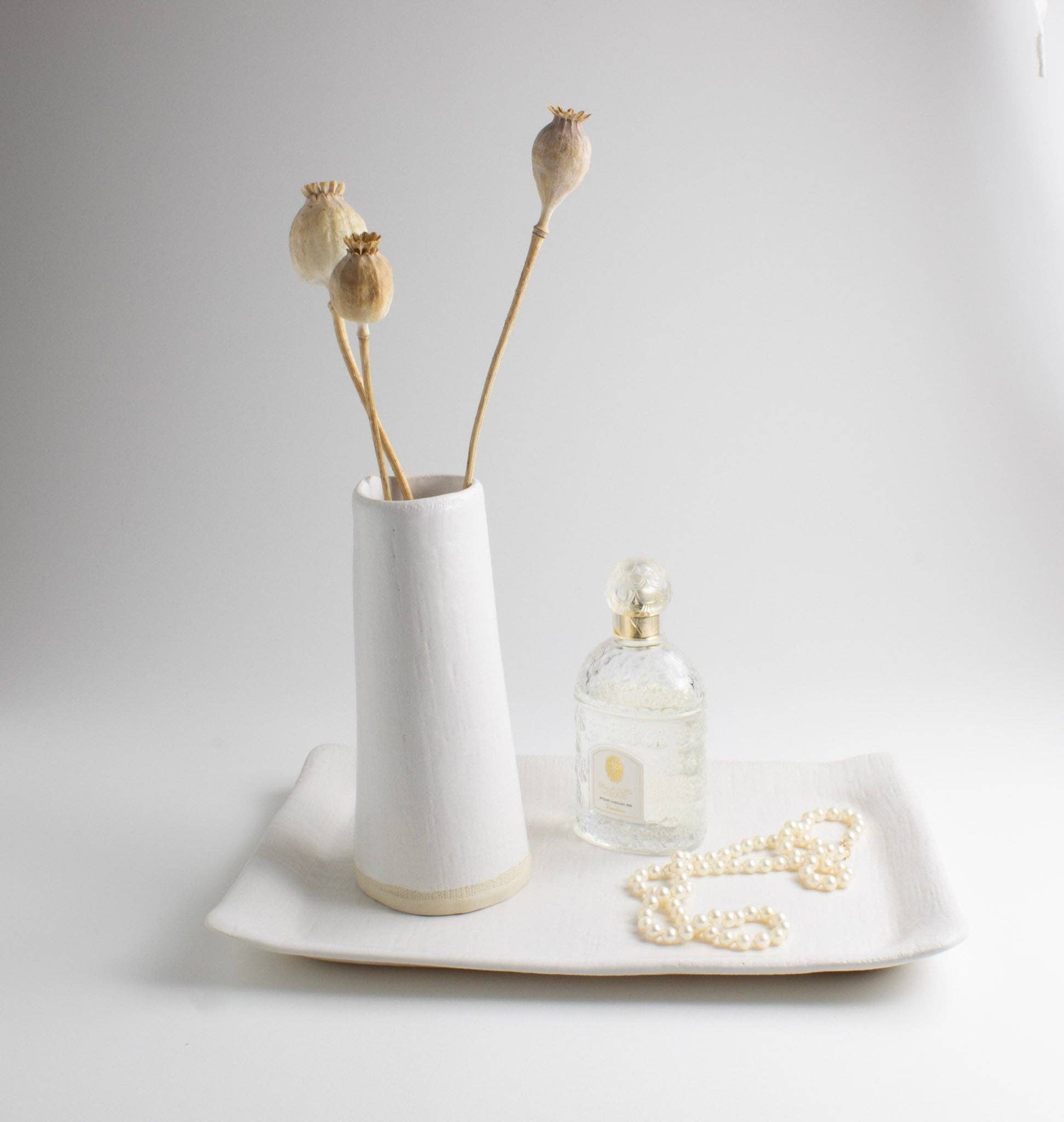 Tagliaferro White Linen Taper Vase