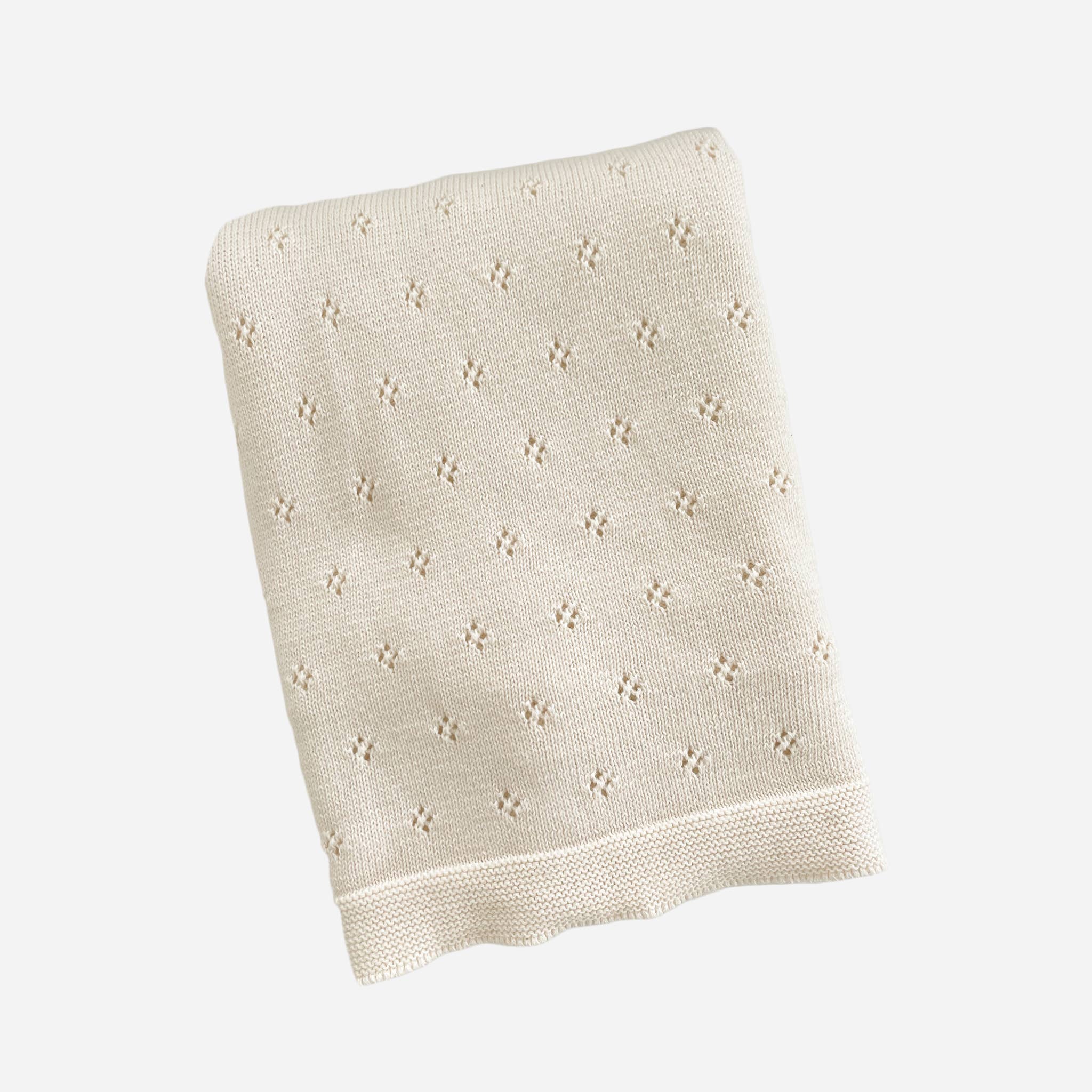 The Blueberry Hill Heirloom Pique Cream Organic Cotton Blanket