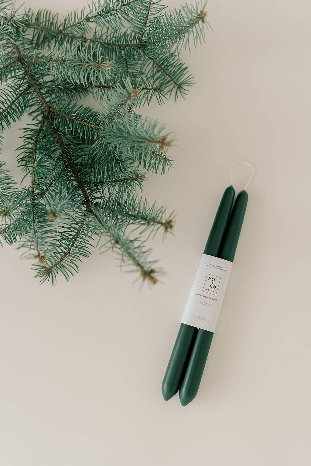 Mo&Co 10" Beeswax Taper Candles in Forest Green