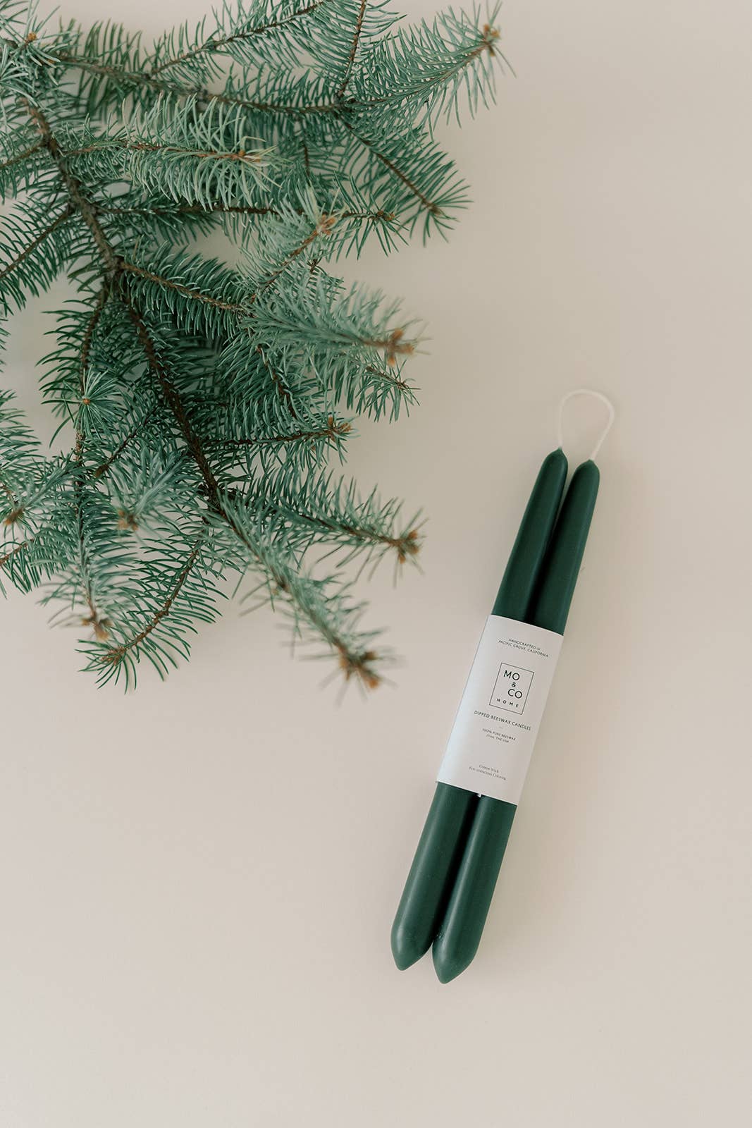 Mo&Co 10" Beeswax Taper Candles in Forest Green