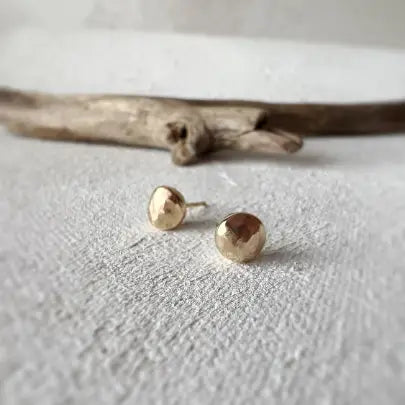 Ginger & Pearl Hammered Gold Pebble Studs