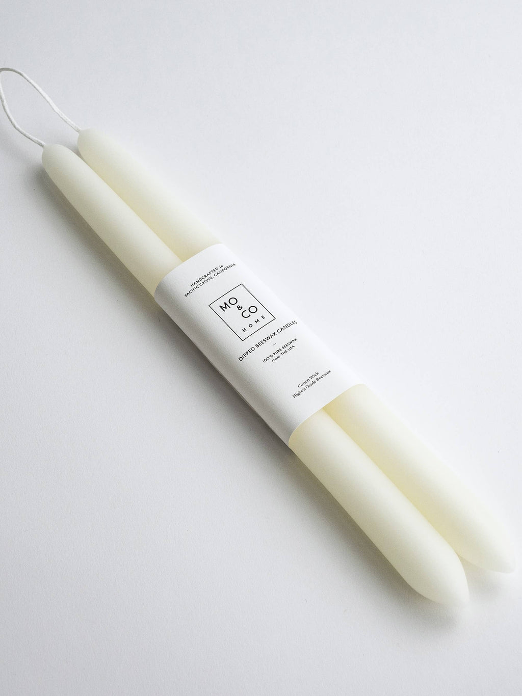 Mo&Co 10" Beeswax Taper Candles in White