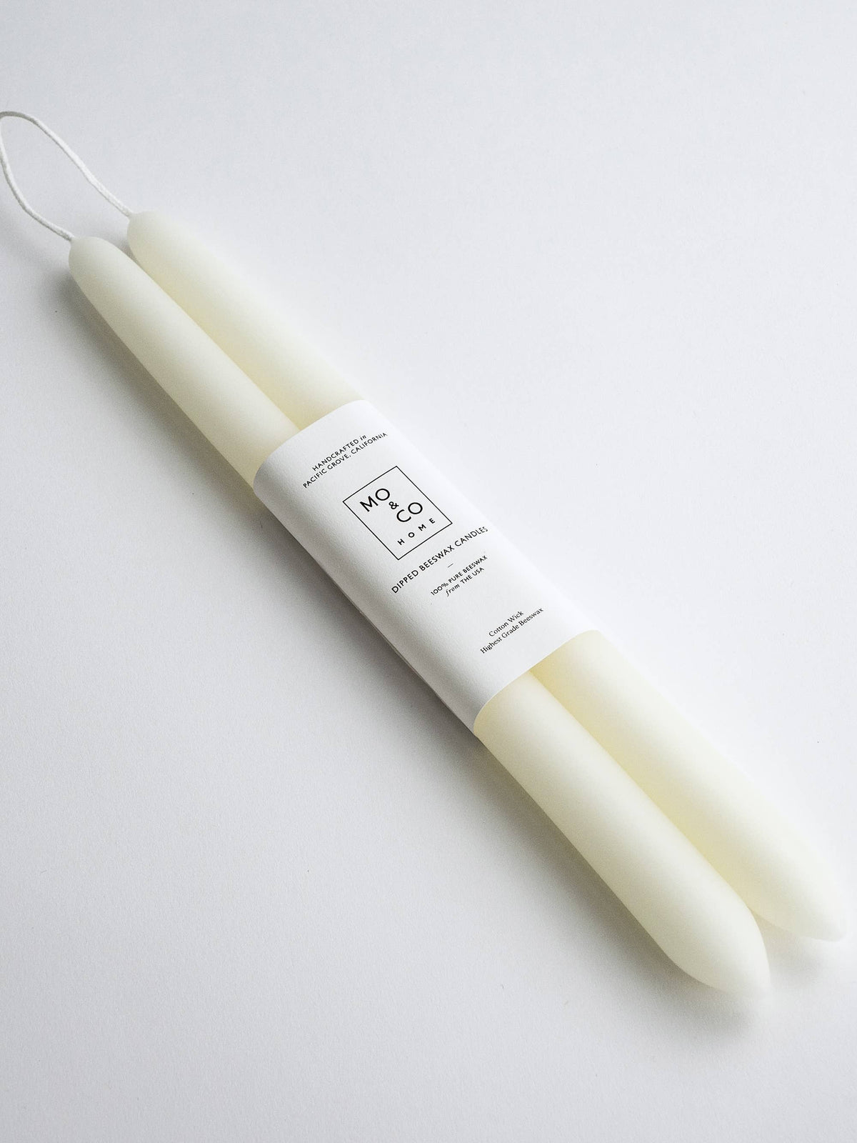 Mo&Co 10" Beeswax Taper Candles in White