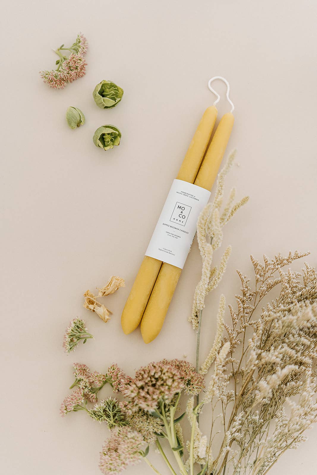 Mo&Co 10" Beeswax Taper Candles in Natural