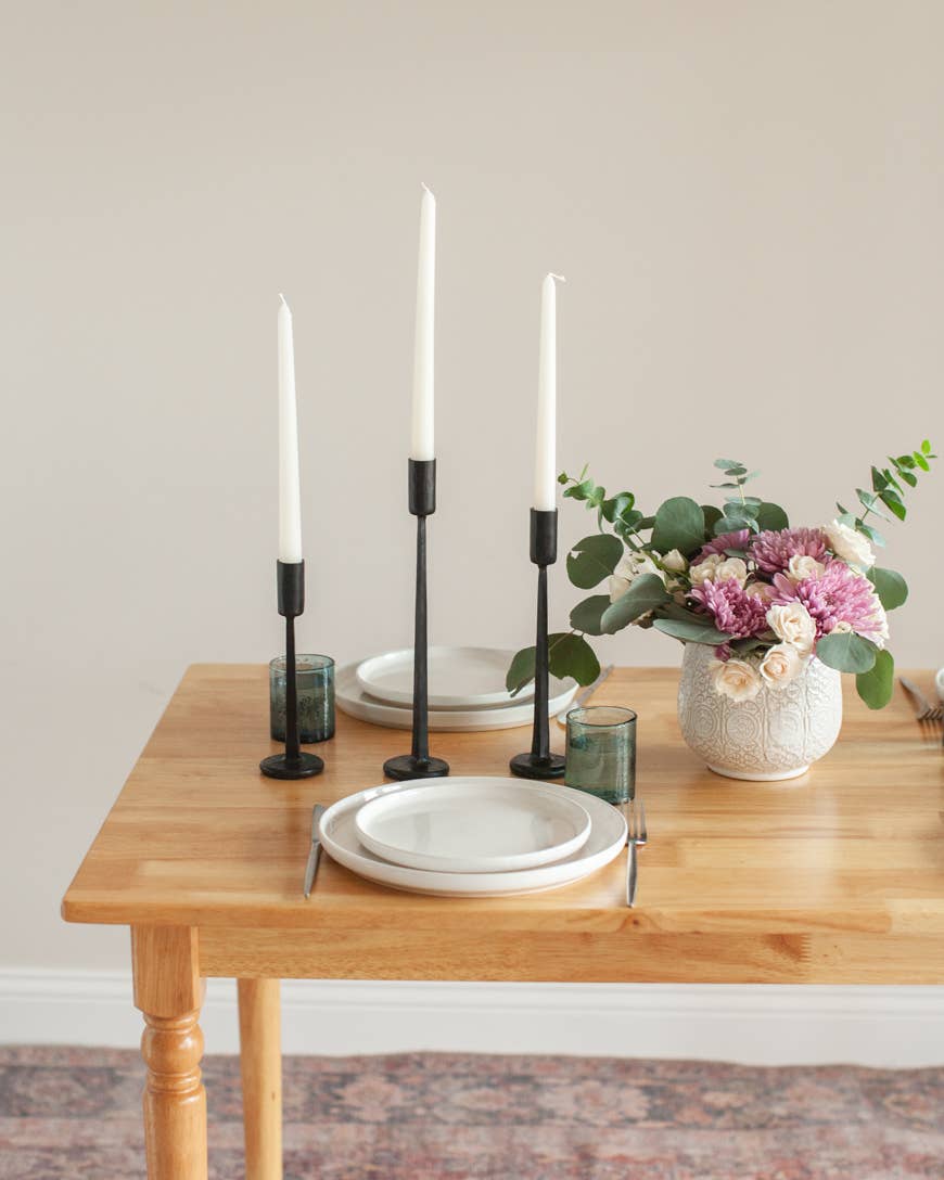 Creative Women Hand-Forged Iron Candle Stands | Set of 3