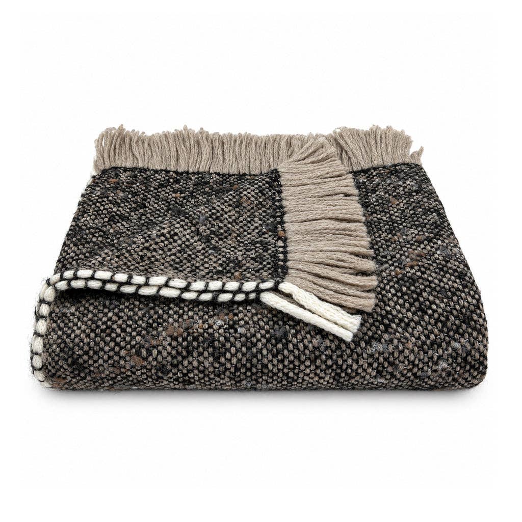 Slate & Salt Chunky Chocolate Weave Alpaca Throw