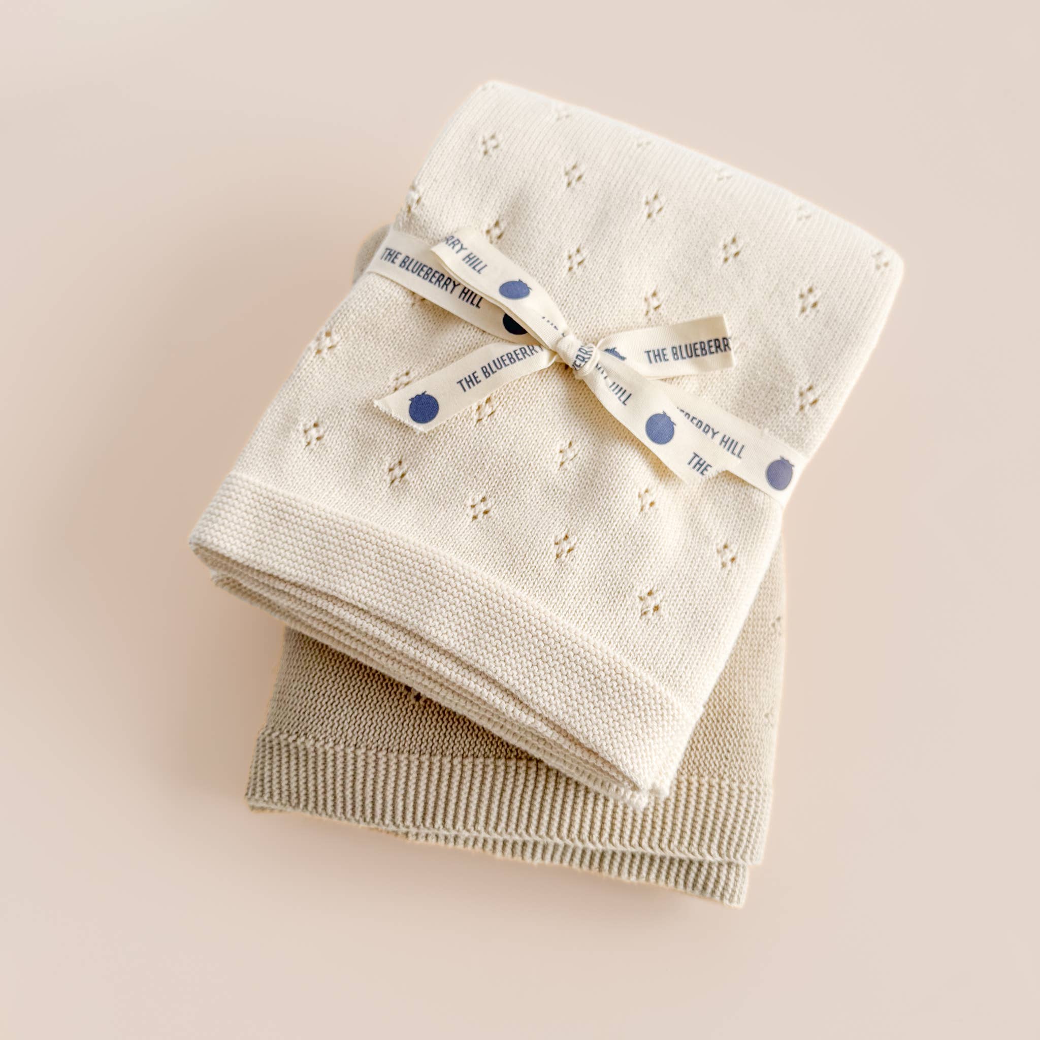 The Blueberry Hill Heirloom Pique Cream Organic Cotton Blanket
