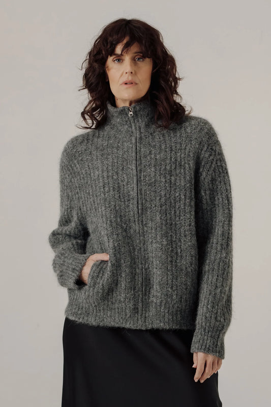 BARE Alpaca Rib Zip Jacket