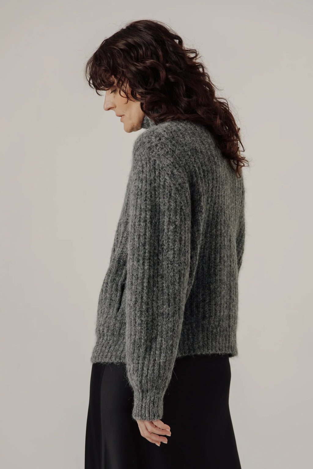 BARE Alpaca Rib Zip Jacket
