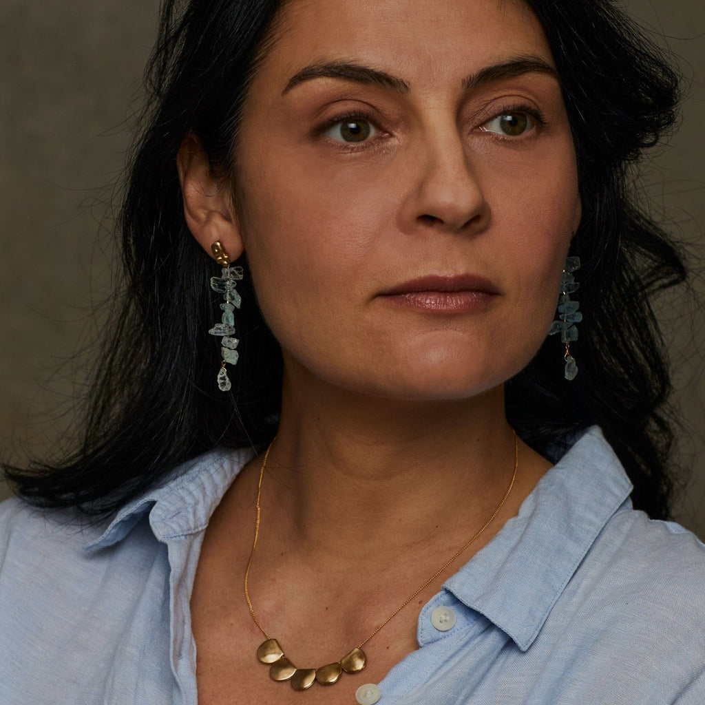 Julie Cohn Petite Ore Aquamarine Bronze Earrings