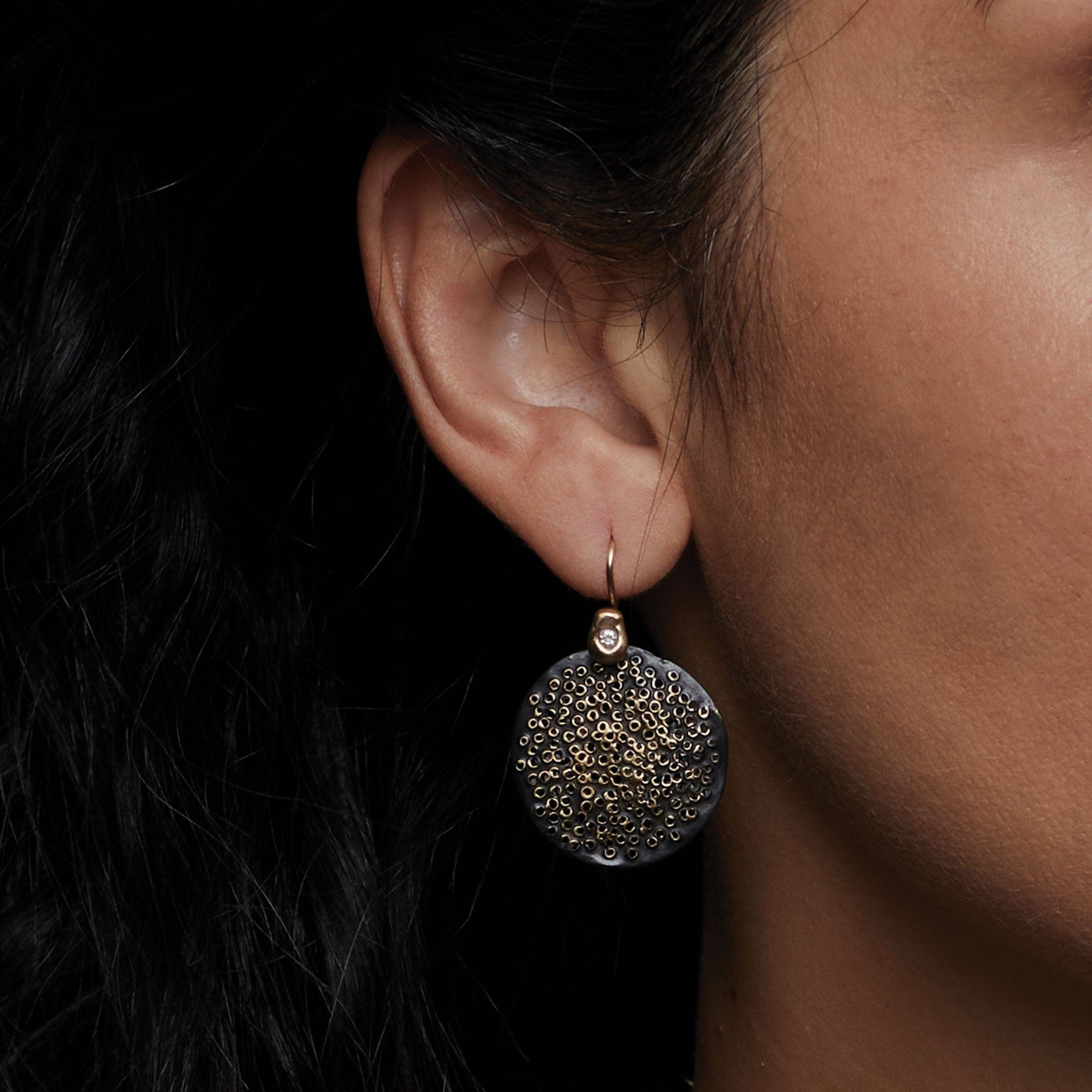 Julie Cohn Black Pollen Bronze Earrings