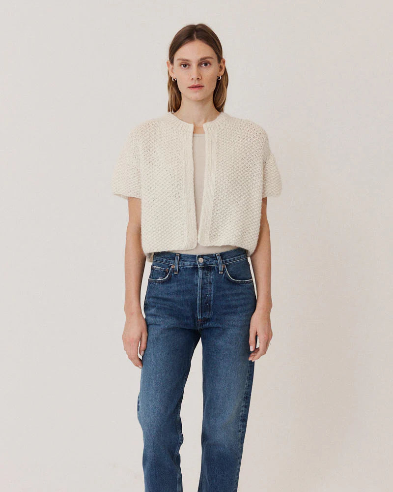 Maiami Chunky Alpaca Short Cardigan Creme