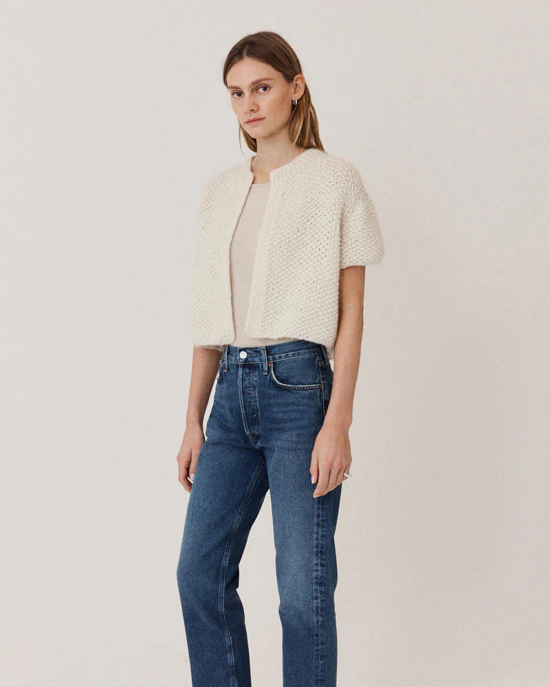 Maiami Chunky Alpaca Short Cardigan Creme