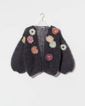Maiami Mohair Bomber Cardigan Flower Embroidery