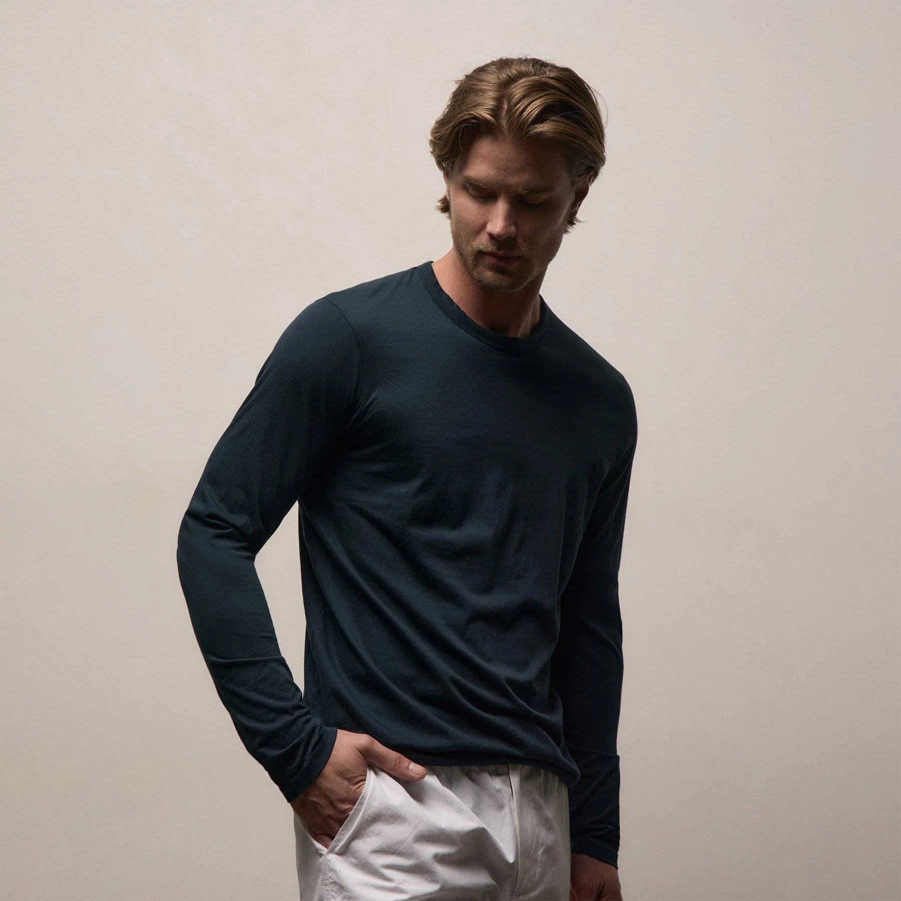 James Perse Luxe Lotus L/S Crew