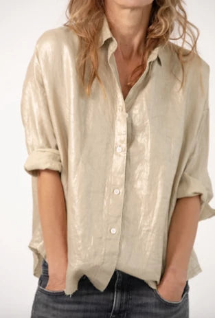 Monday12 Gold Linen Zoe Shirt
