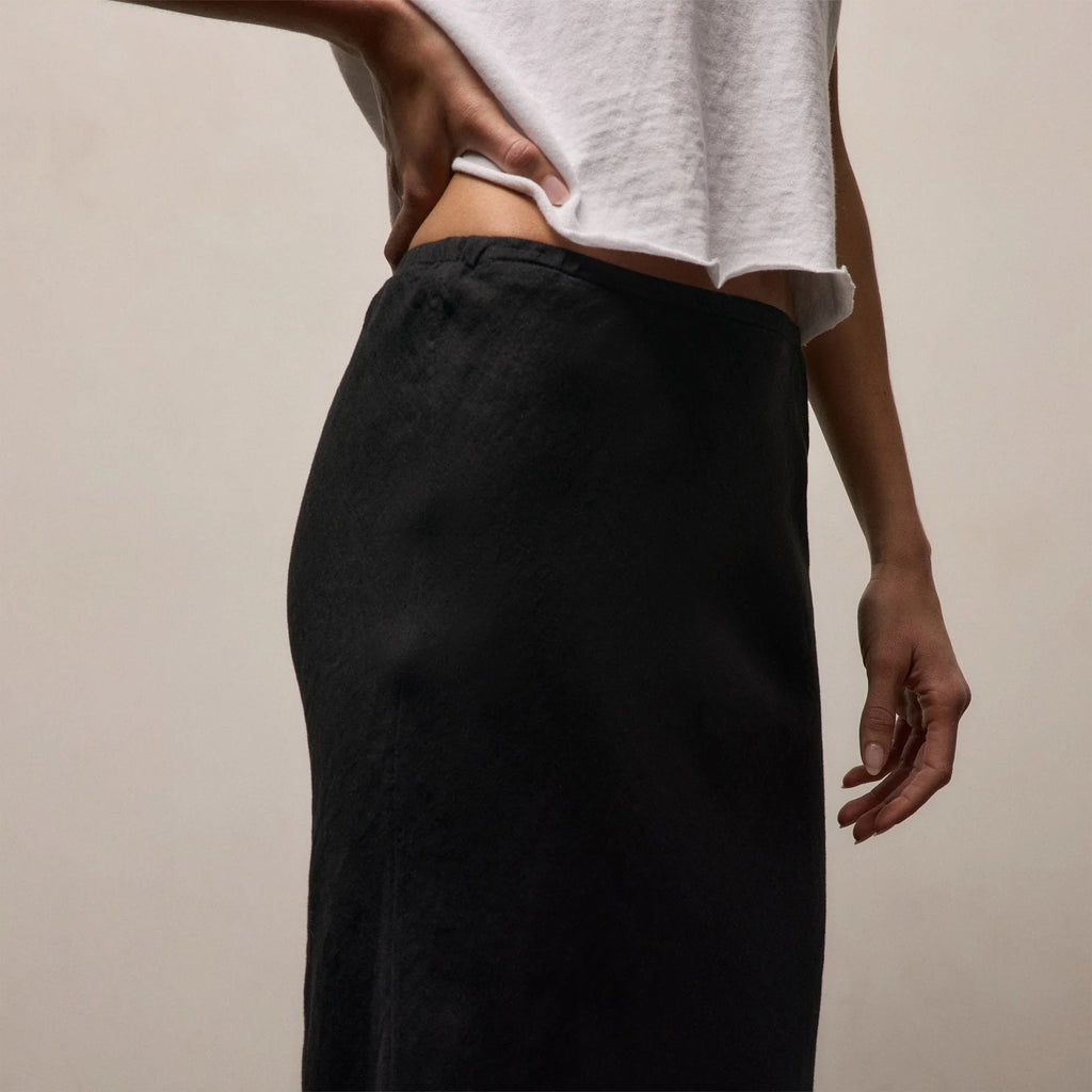James Perse Black Linen Skirt