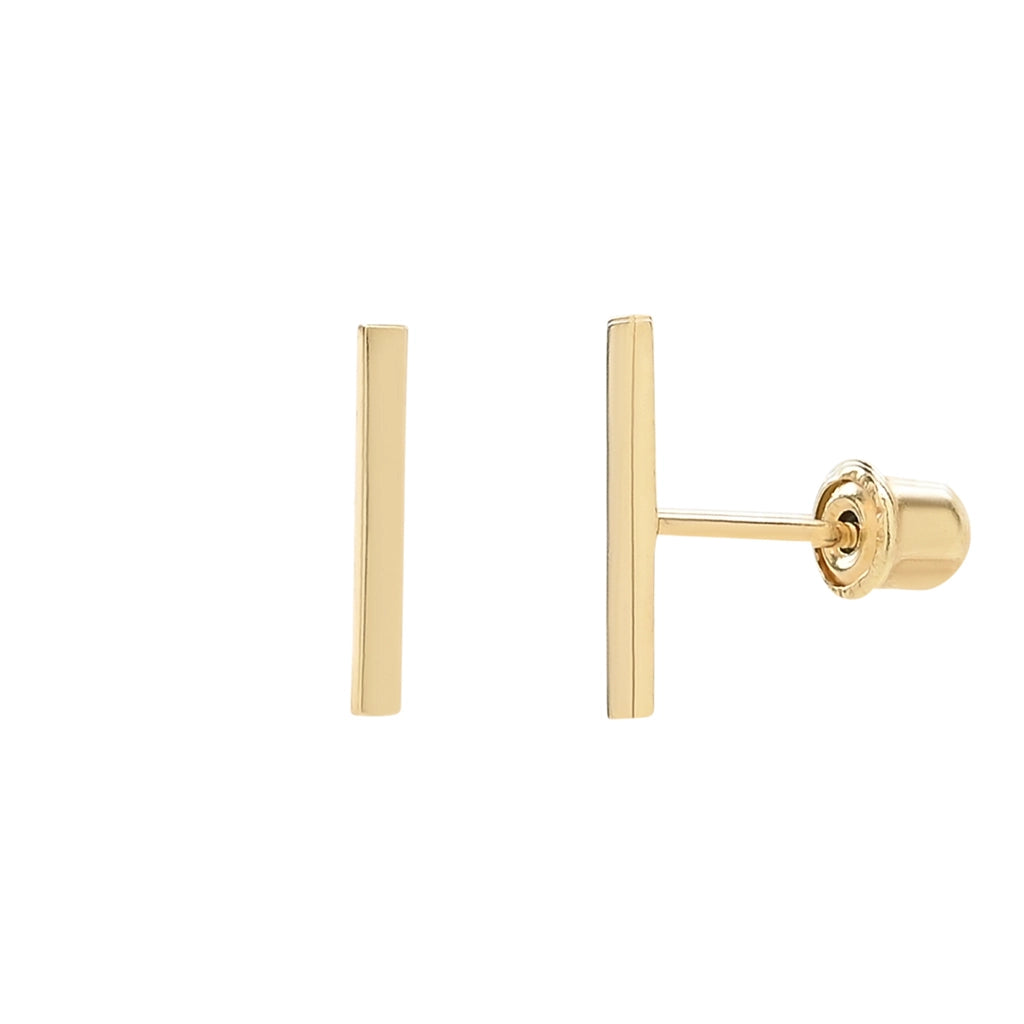 Ofina 14k Solid Gold Flat Bar Studs
