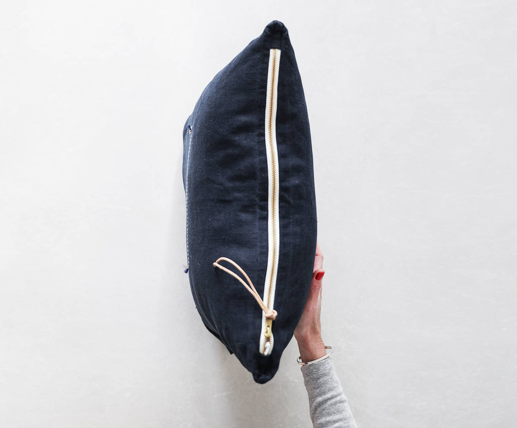 Celina Mancurti Navy Linen Pillow
