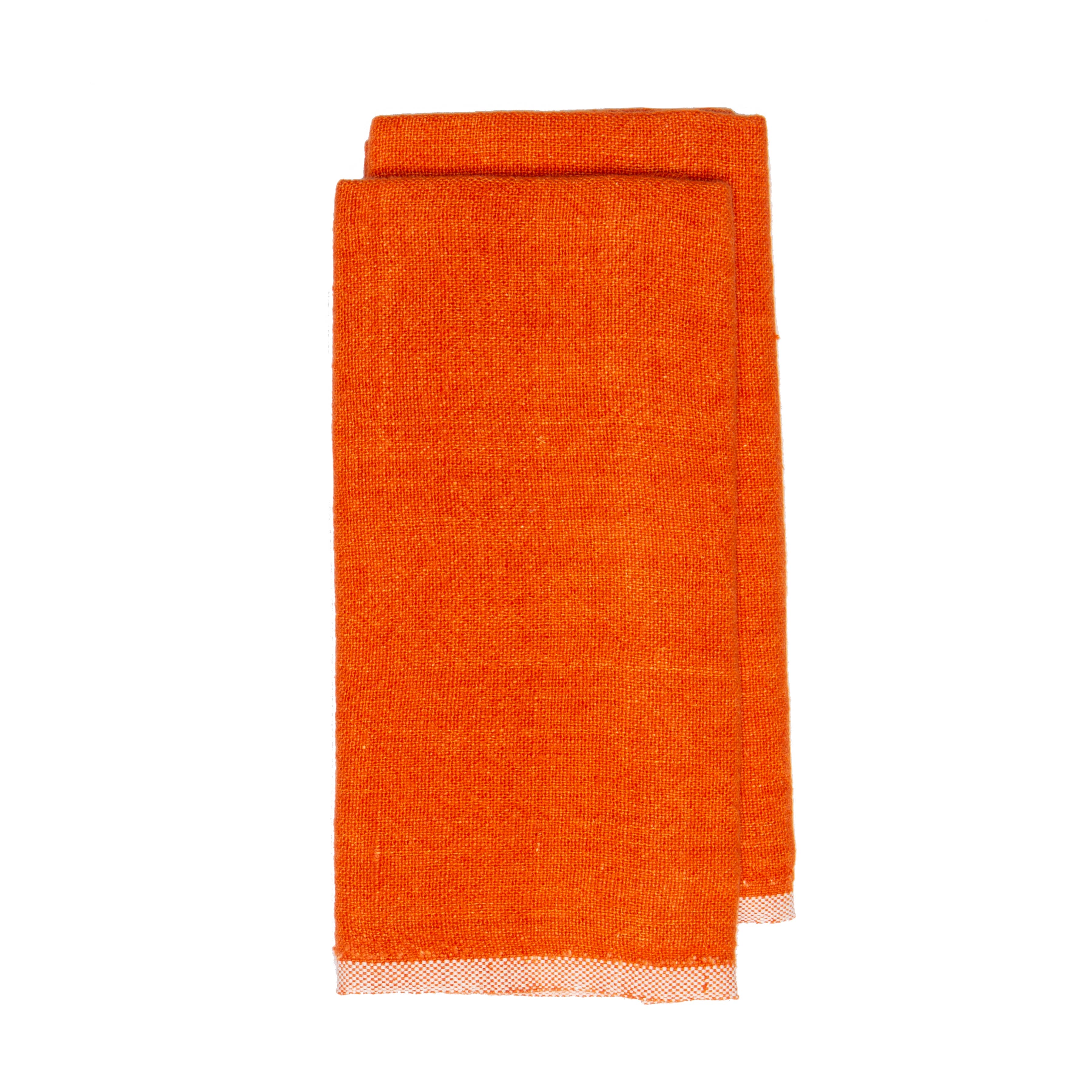 Caravan Chunky Linen Orange Towels 20x30 - Set of 2