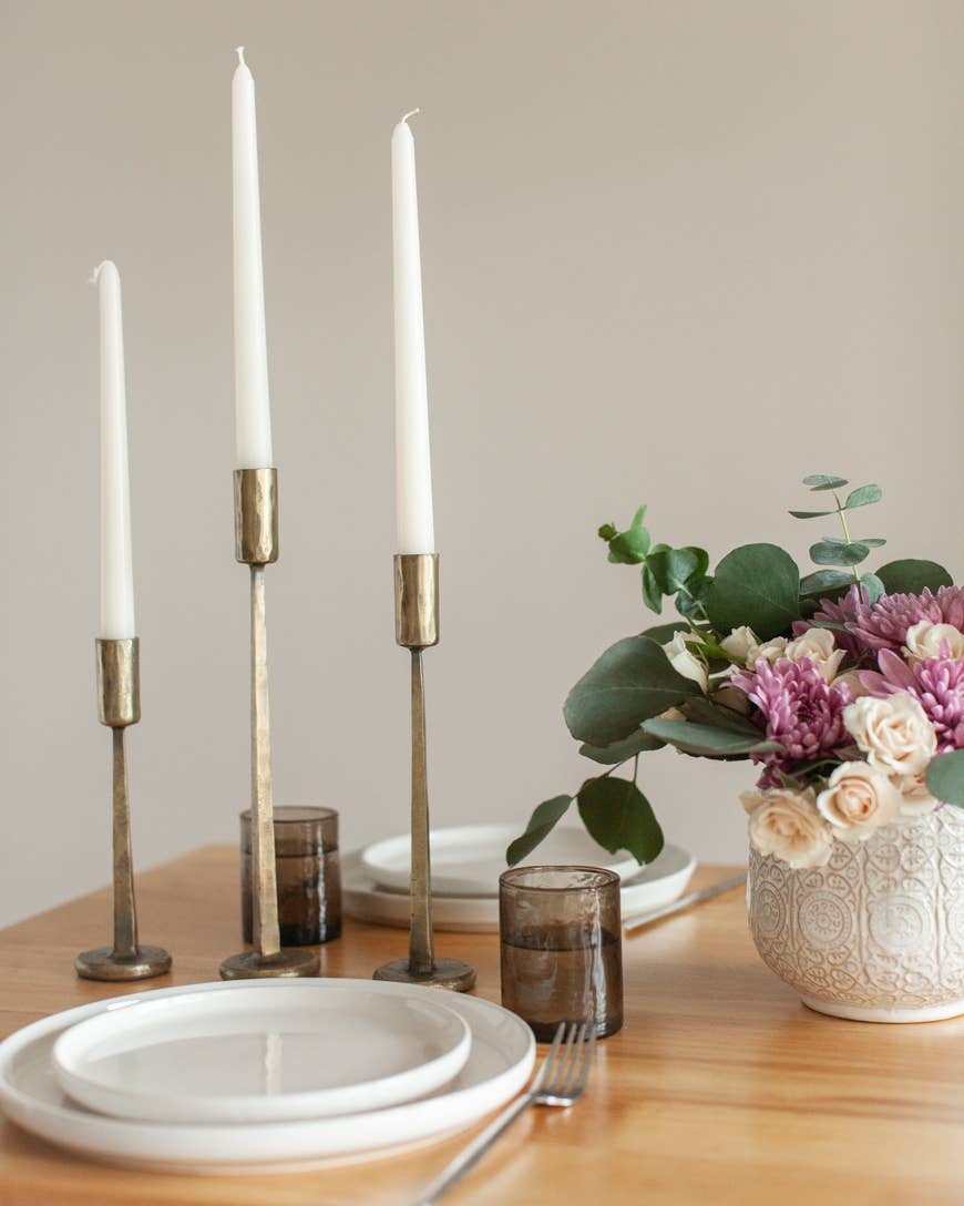 Creative Women Hand-Forged Iron Candle Stands | Set of 3