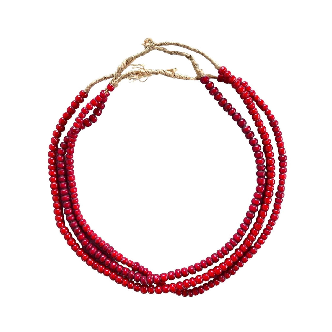 Red "White Heart Glass Bead" Necklace - set of 3