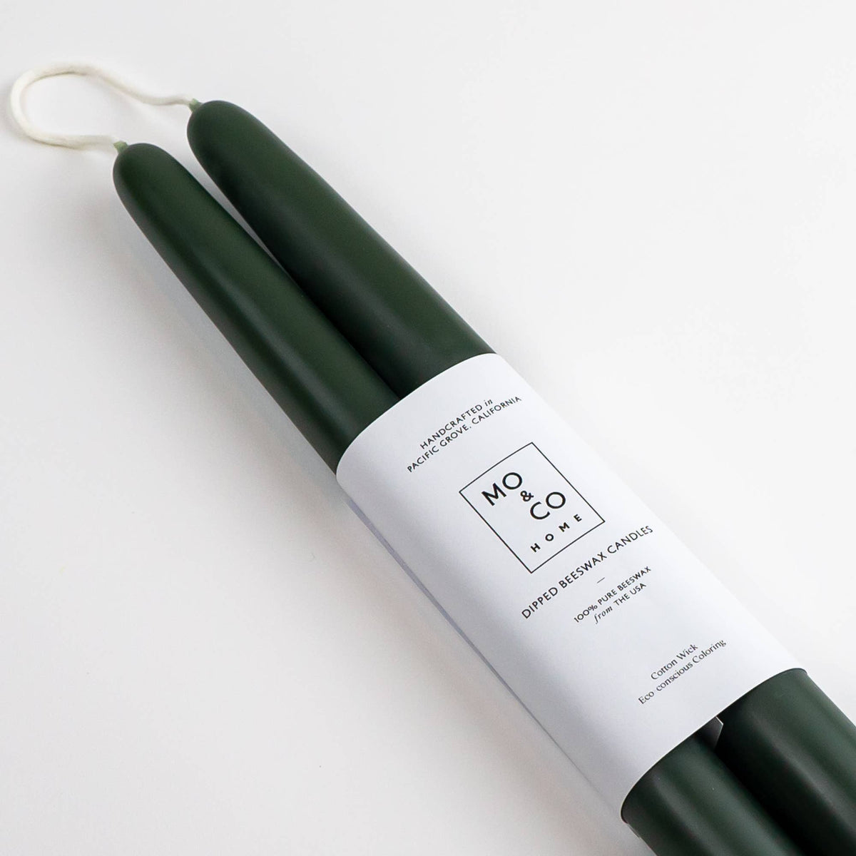 Mo&Co 10" Beeswax Taper Candles in Forest Green