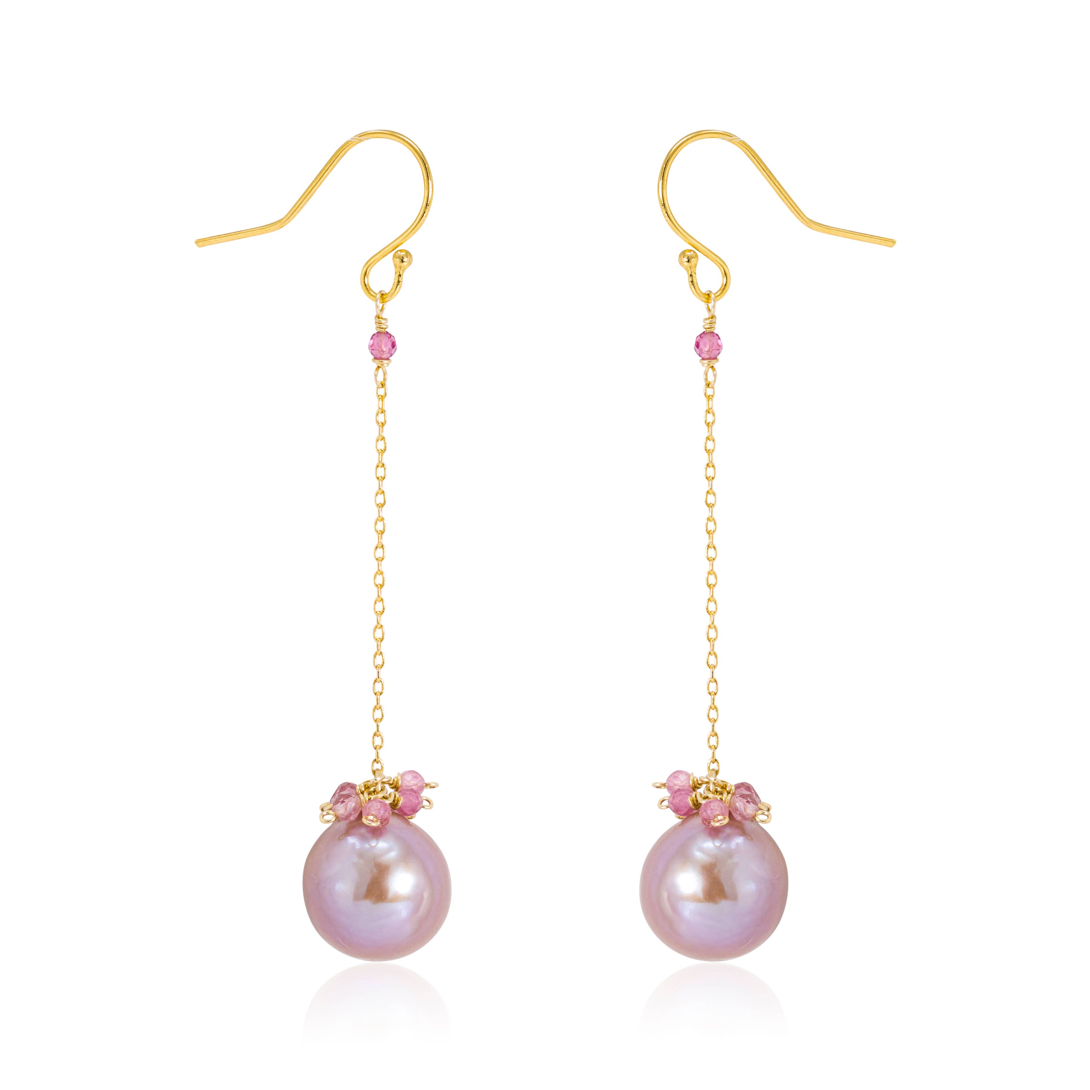 Chuang Yi Baroque Pearl w/ Pink Sapphire Drop Earring