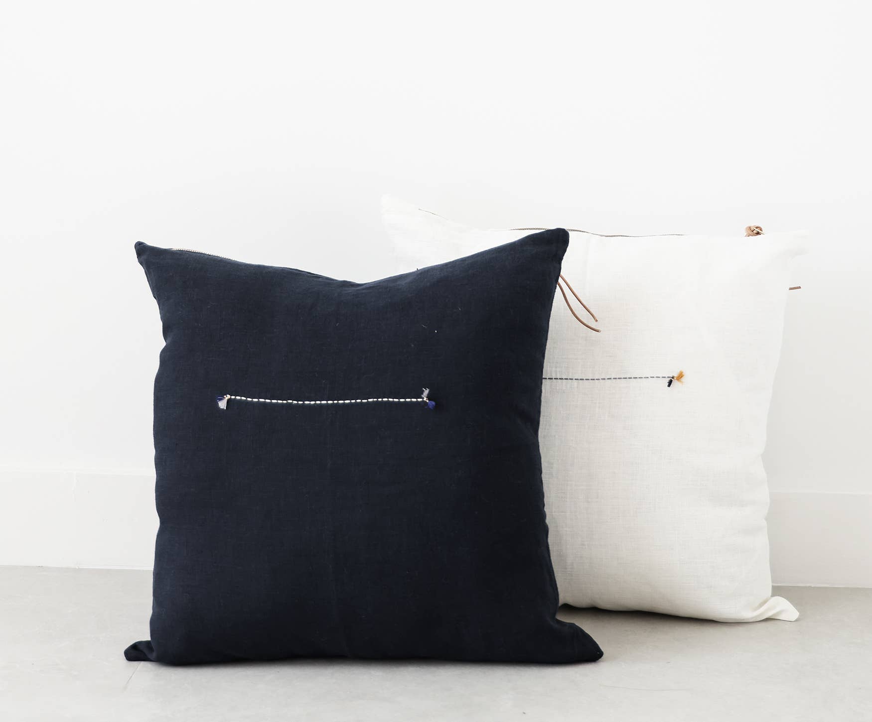 Celina Mancurti Navy Linen Pillow